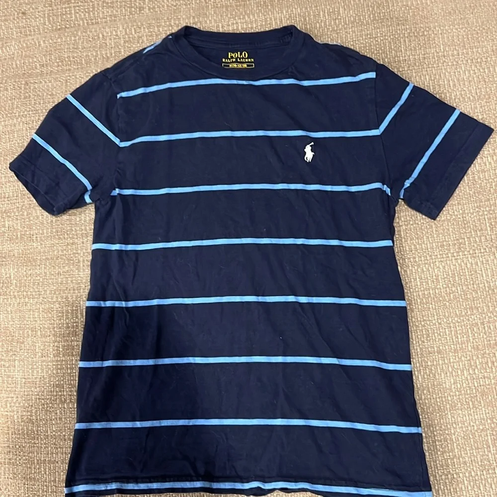 Polo Ralph Lauren blue striped tee medium 10-12 - Picture 1 of 1